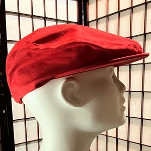 VTG 80s TED FLETCHER Sports Cabbie Red Newsboy Blank Trapper Hat Unisex